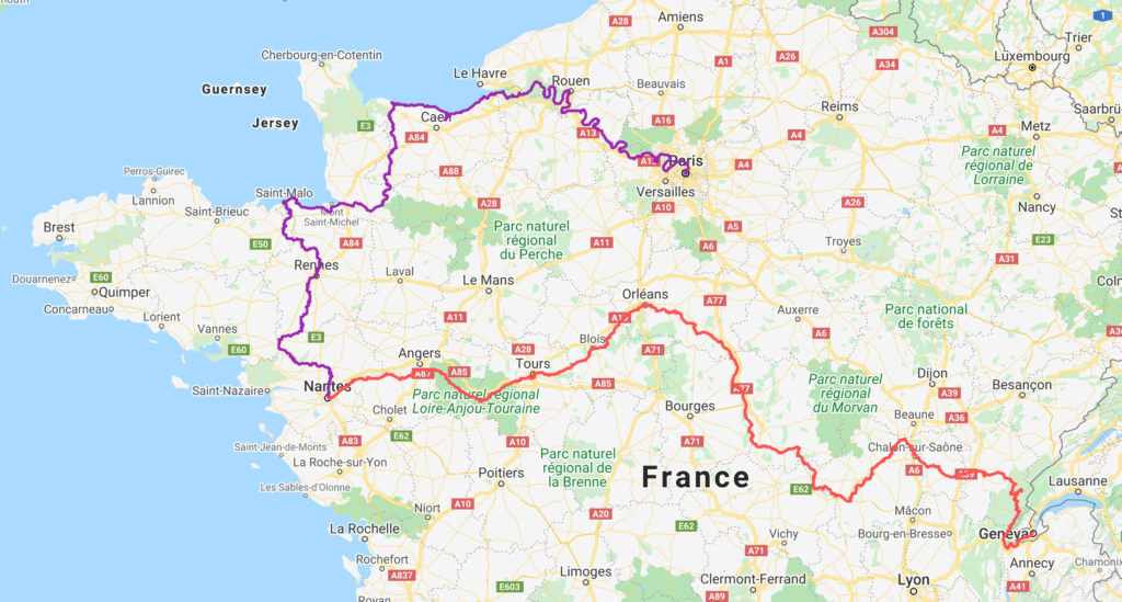 bicycle touring france map
