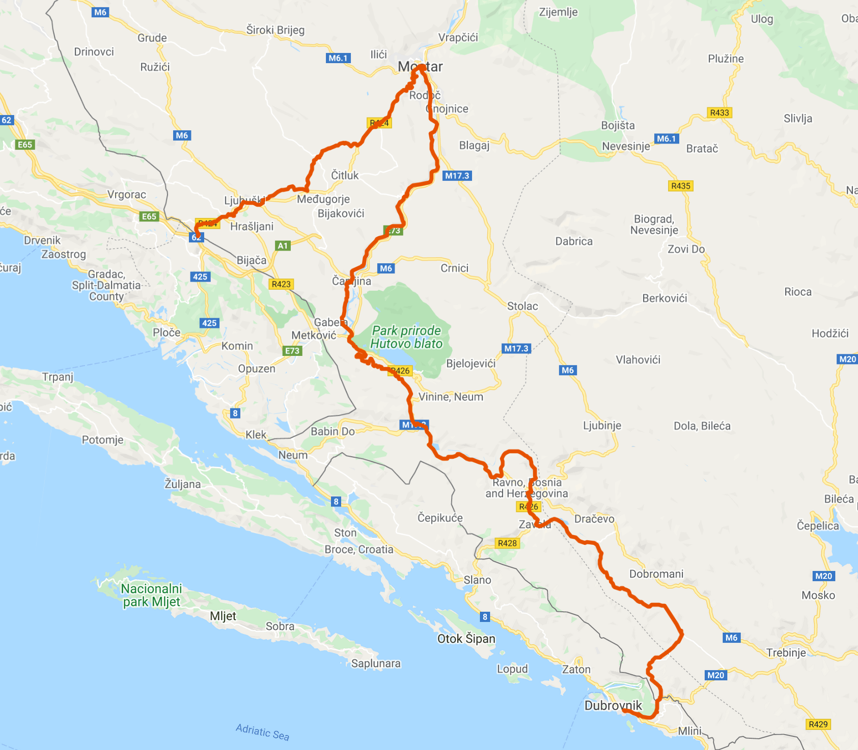 bosnia bicycle touring map
