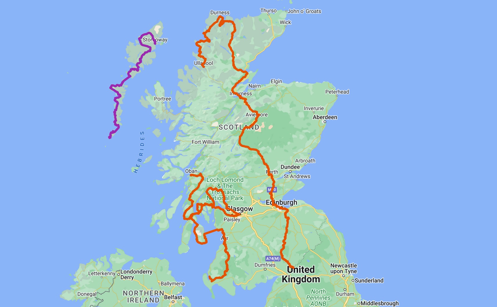 bicycle touring scotland map
