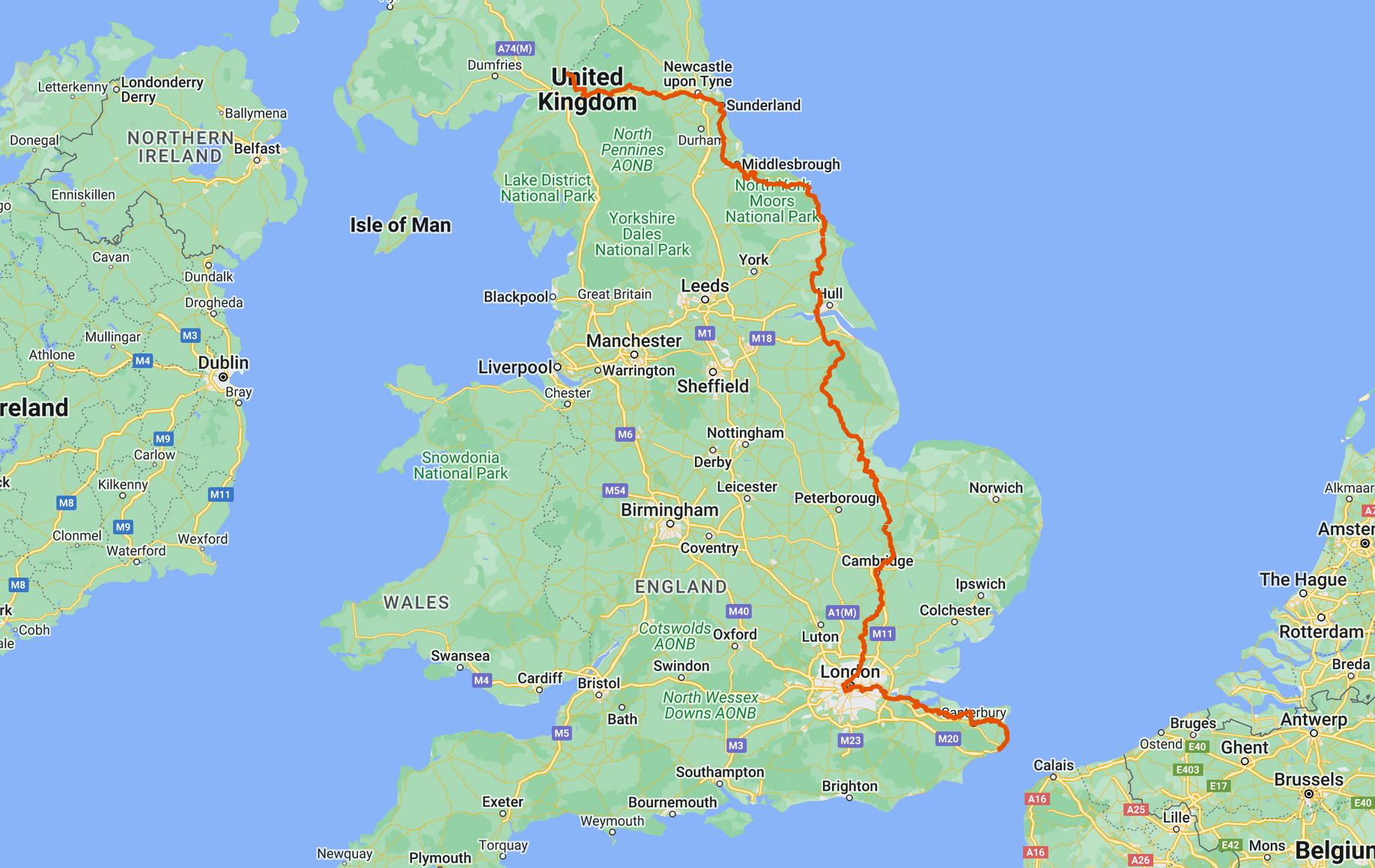 bicycle touring england map