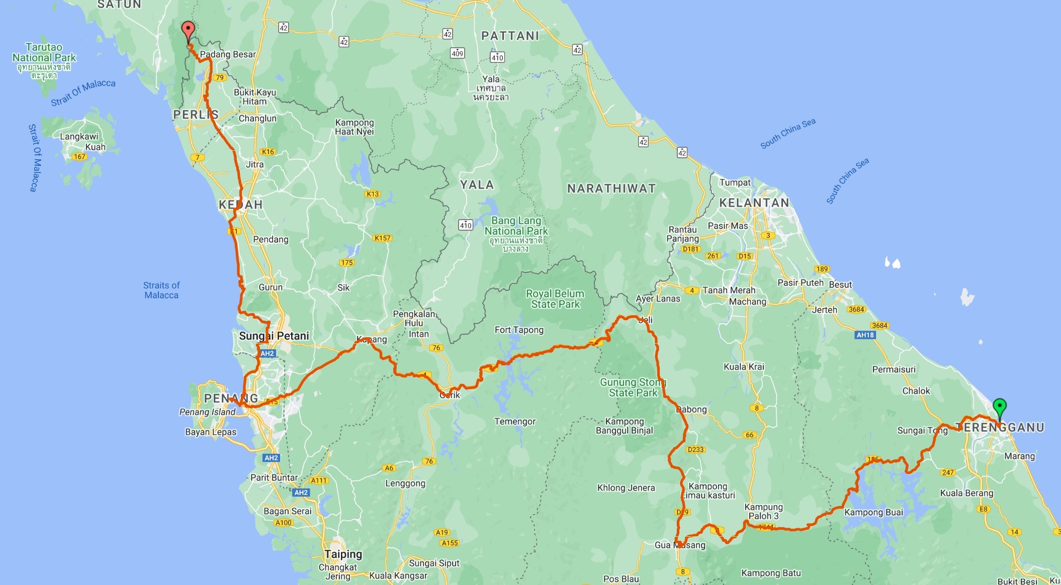 bicycle touring malaysia map